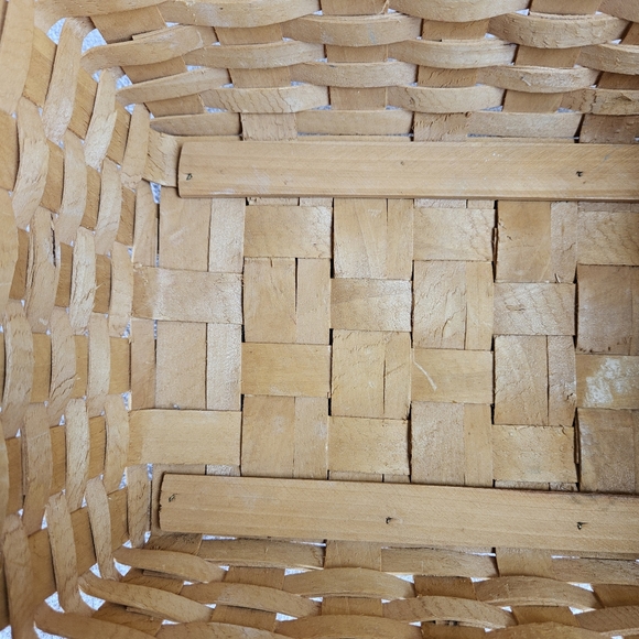 Single Swing Handle Wooden Woven Weave Basket Rectangle Boho 12" Costume Prop - Picture 7 of 9